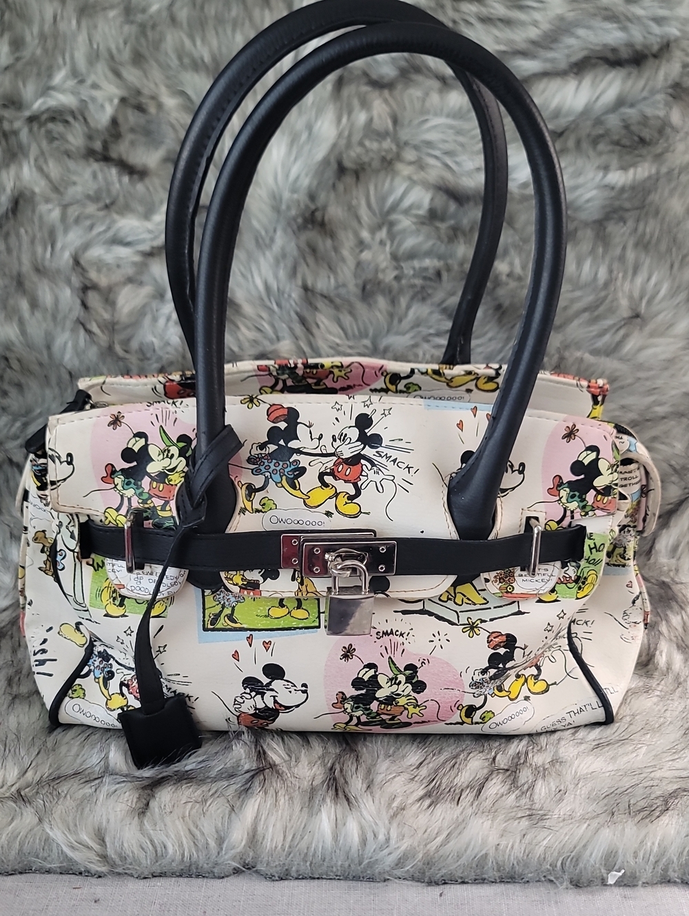 Disney Mickey & Friends Printed Satchel Bag - Black Trim